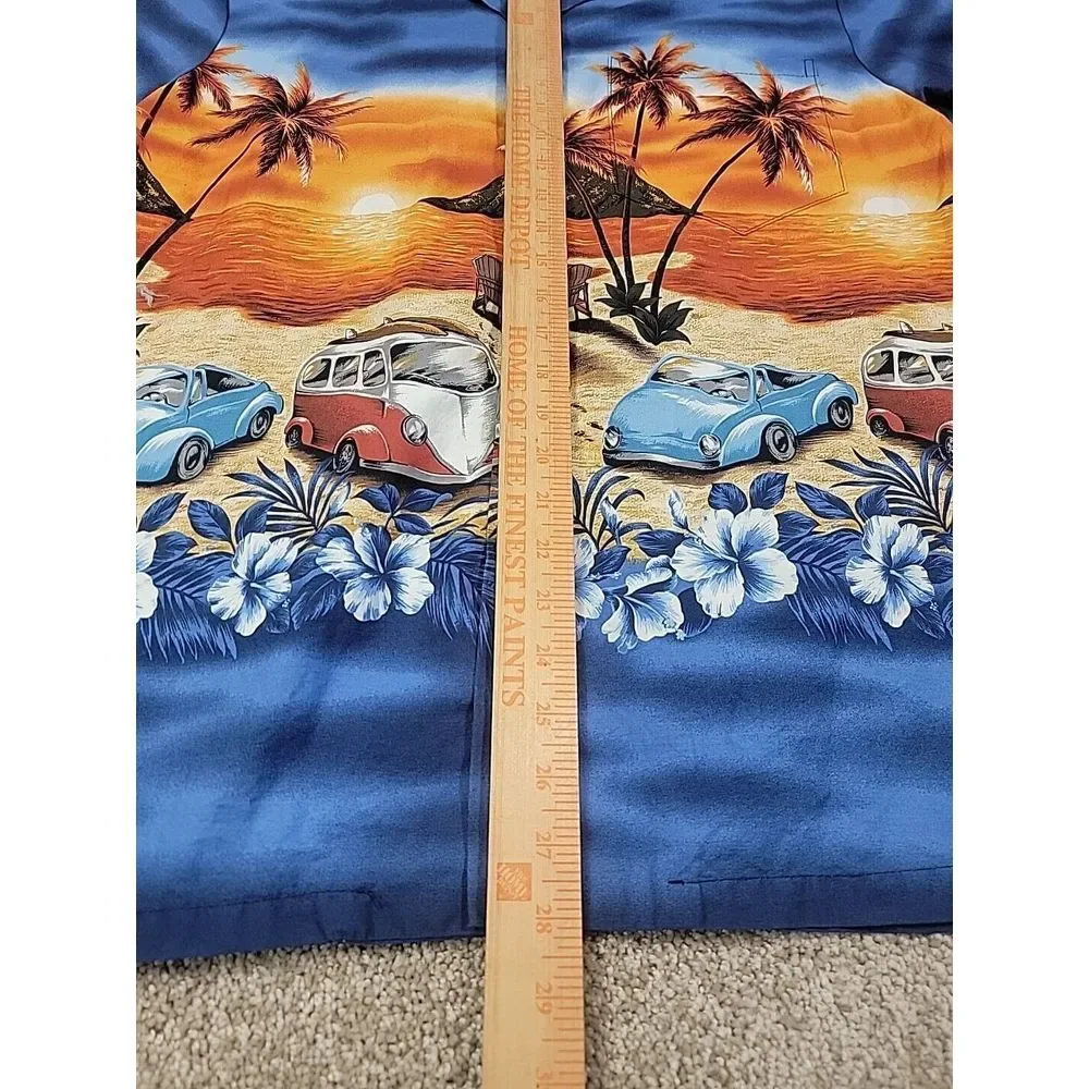 Vintage Aloha Republic Hawaiian Shirt Men's Size M Blue Button Up‎ beach - Picture 7 of 11